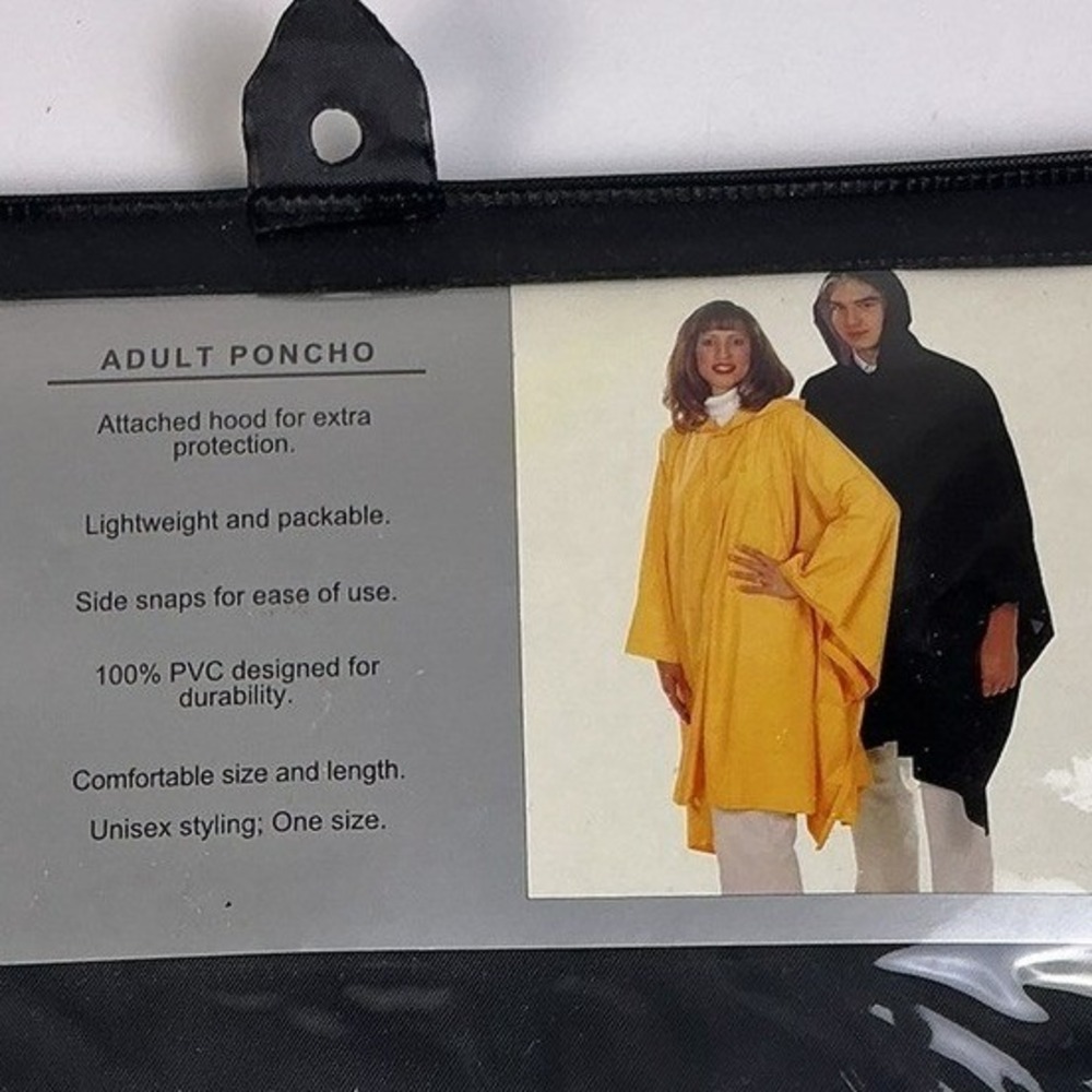 London Fog Clipper Mist‎ Adult Poncho PVC Rain Poncho w Storage Case Lightweight